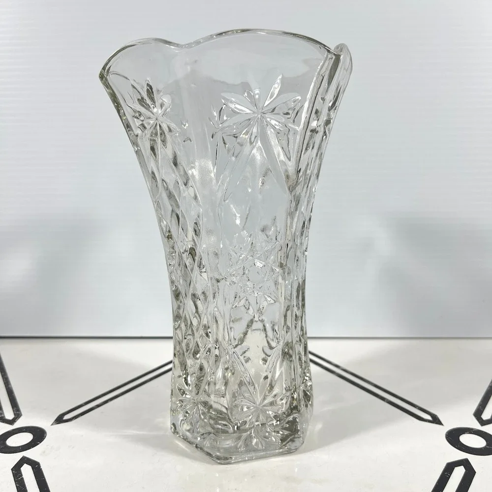 VTG Anchor Hocking Early‎ American Prescut Star of David Diamond Cut Vase